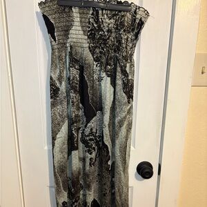 Black and Silver Strapless Maxi Dress
